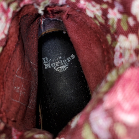 DR MARTENS Red Triumph Leather Floral Lace Up Foldable Boots 1914 W Size 6 - Picture 12 of 13